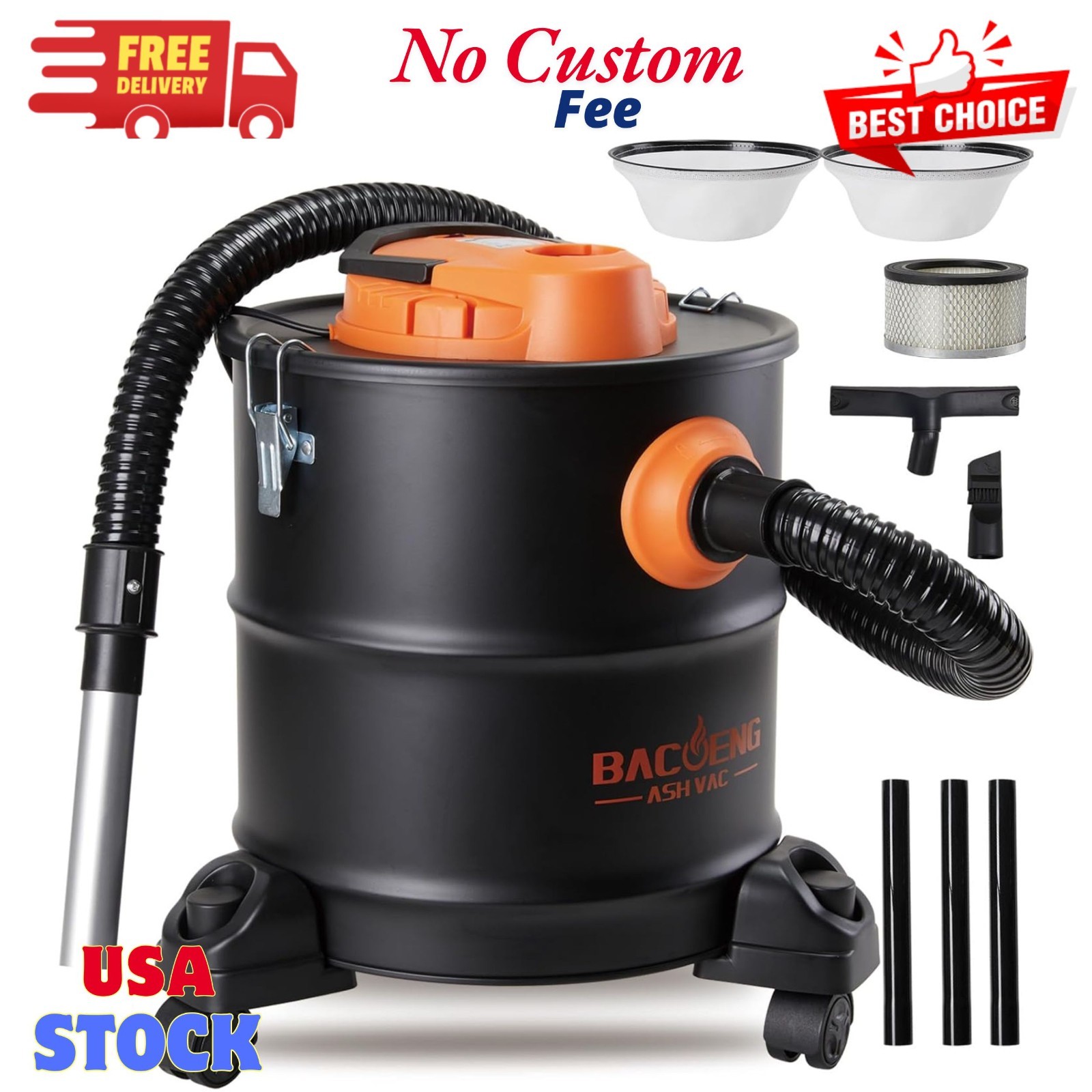 Ash Vacuum for Pellet Stoves, Fireplace Ash Vac 5.2 Gallon 1