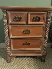 Set of two handcrafted antique bedside tables