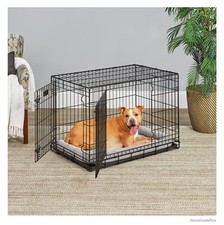 Dog Crate 36 Inch Double Door Folding Wire Cage Divider Panel Leak-Proof Tray