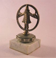 Fabulous  rare  1925 H.Briand Pierrot  in hoop  car mascot  hood ornament
