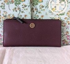 Tory Burch Robinson Pebbled Zip Slim Wallet
