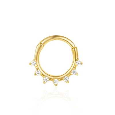 Niaspi 925 Sterling Silver Septum Rings 16G 8mm CZ Conch Helix Tragus Gold