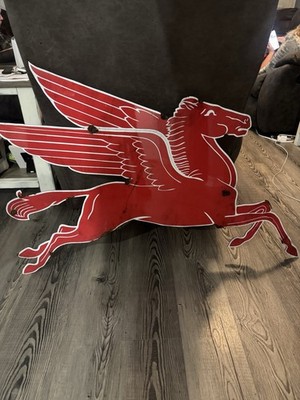 Antique style porcelain look Mobil oil Pegasus Gas Oil Sales Service Sign