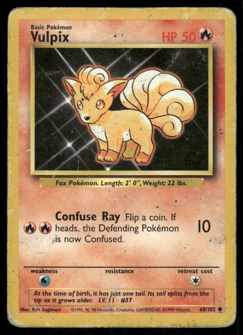 Vulpix 68/102 Base Set Pokemon TCG trading card