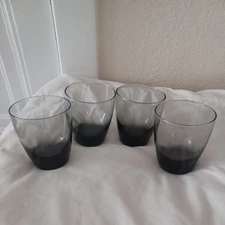 Libbey Classic Smoke Gray 4" Modern Double Old Fashioned Rocks Glasses Set of 4