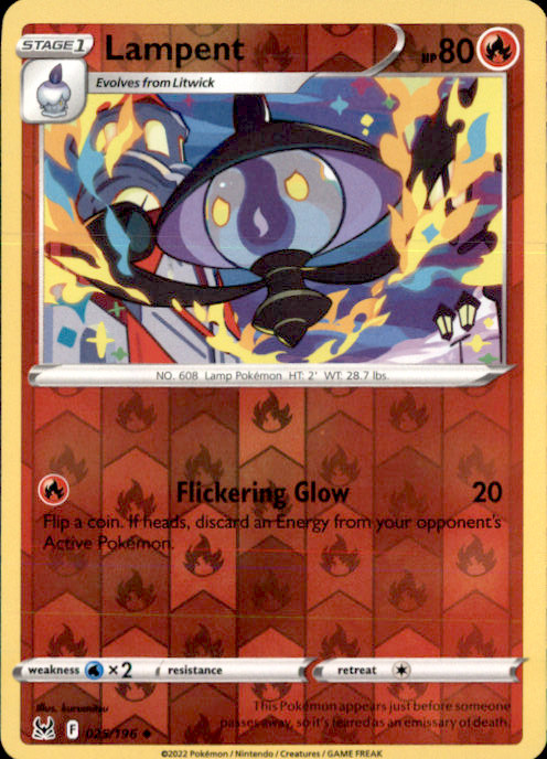 Lampent Reverse Holo Uncommon SWSH11: Lost Origin 025/196 NM kurumitsu 2022