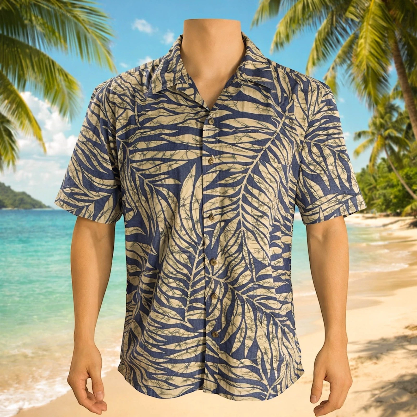 Cooke Street Hawaiian Aloha Shirt XL Floral Reverse Print Tropical Leaves