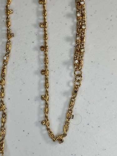 Lariat Tassle Necklace - Faux Diamonds - Gold Color - Picture 5 of 12