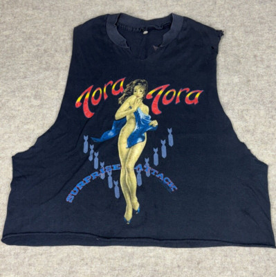 VTG Tora Tora Shirt Men L Surprise Attack Tour 1989 Bombs Pinup Black