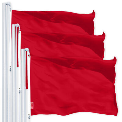 G128 3 Pack Solid Red Color Flag 4x6 Ft Series Printed 150D Polyester