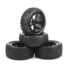 4Pcs Rubber Tire Tyre &Wheel Rims 1:10 RC Buggy For Off-Road Car HSP Front &Rear