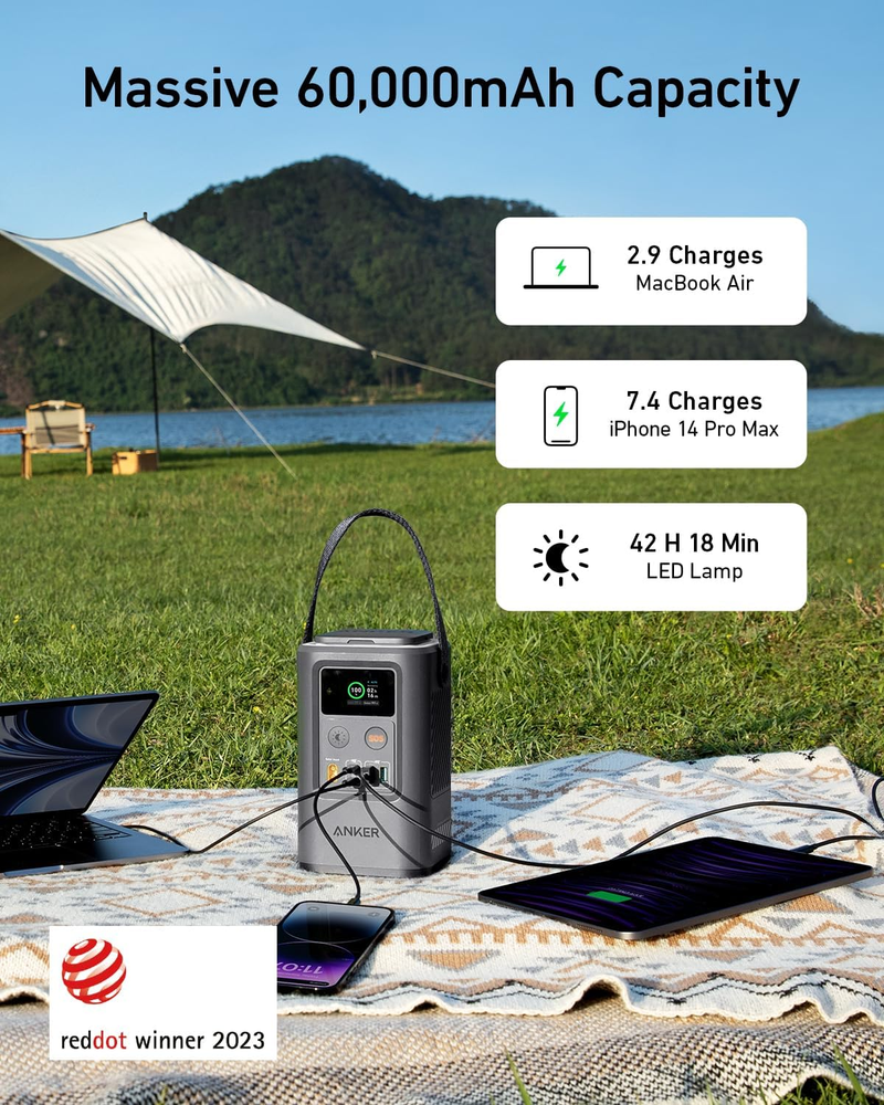 60,000mAh Portable Power Bank with 87W Fast Charging and Smart Display for Outdoor Use