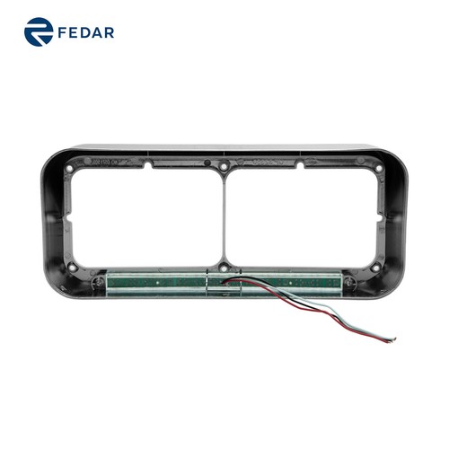1 Pcs 4 x 6 Chrome Headlamp Visor Bezels w/ Amber LED Bar-Clear Len - Picture 4 of 5