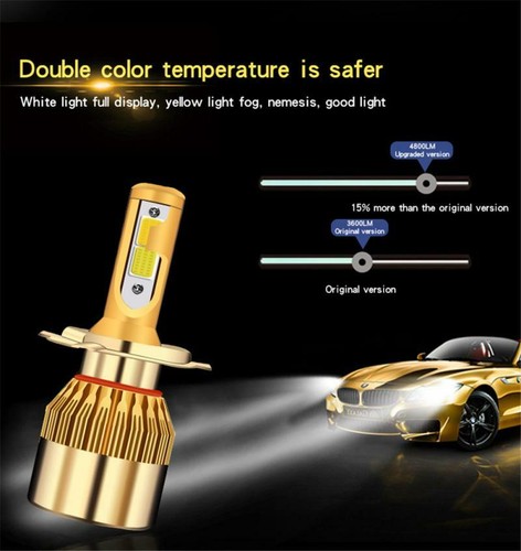 2x 9003 H4 LED Headlight 3000K/6000K Dual Color Hi/Low Beam Bulb Conversion Lamp - Picture 8 of 12