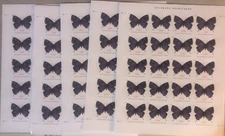 5 SHEETS PURPLE BUTTERFLY - NON-MACHINABLE STAMPS  - 100 TOTAL