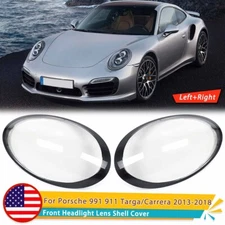 Pair Headlight Lens Cover Fit Porsche 991 911 Targa/Carrera 2013-2018 Left+Right