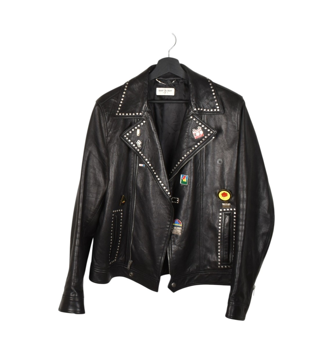 Saint Laurent Leather Men Jacket Pin Biker SLP Size IT52/L