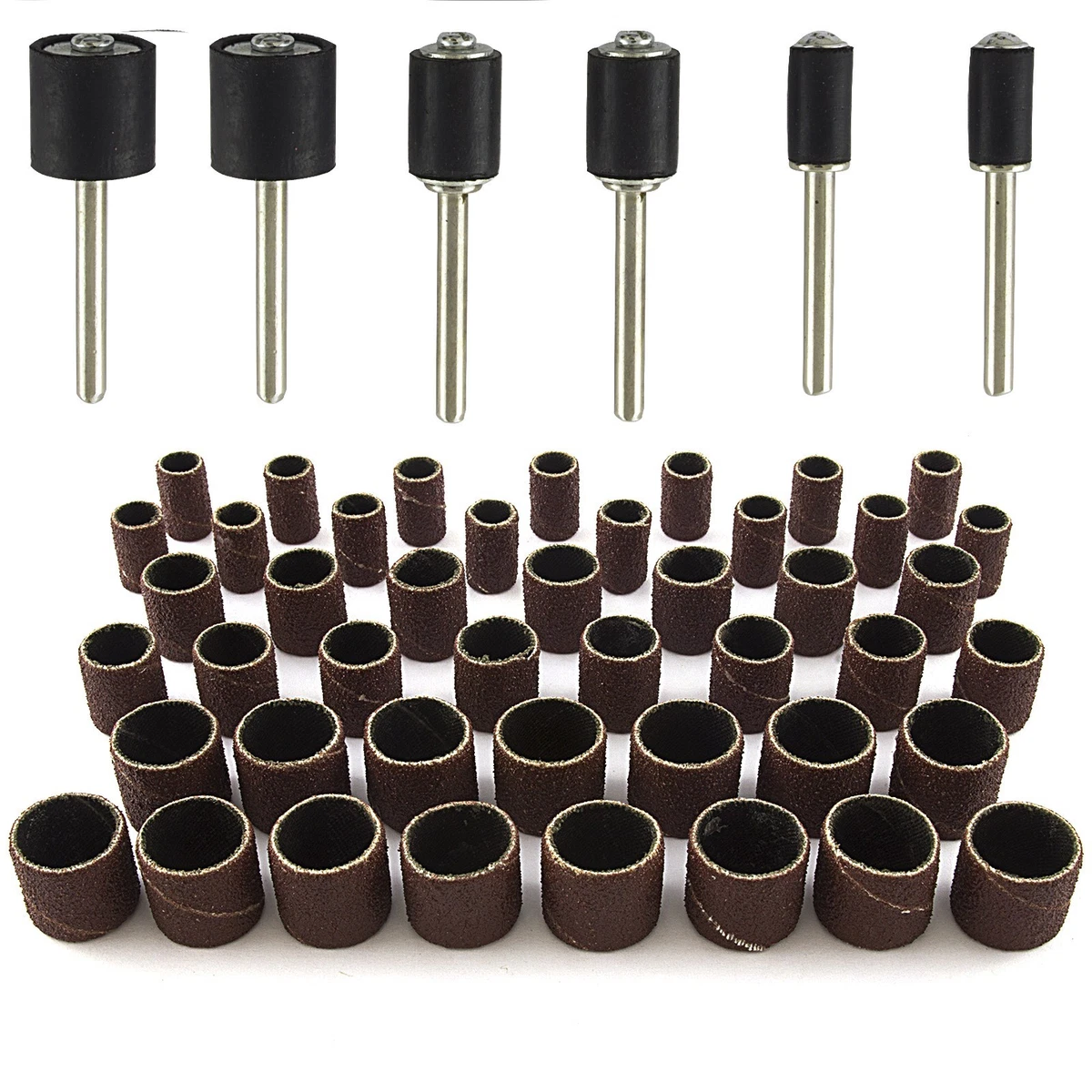 51 PIECE SANDING DRUM SET KIT Rotary Tool Rubber Mandrel Bands Sleeves  Dremel