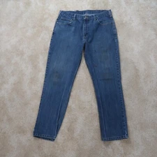 Carhartt Straight Leg Jeans Men's 36x32 Blue Denim Distressed Workwear
