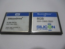 LOT OF 2 WD SiliconDrive CF 8GB SSD-C08G-3500 Compact Flash PATA SSD