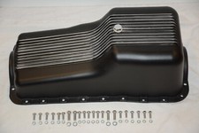1962-82 Sbf Ford Black Aluminum Oil Pan Retro Finned Front Sump 260 289 302