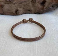 Earth Brown 2mm Water Resistant Cord Adjustable Unisex Bracelet or Anklet