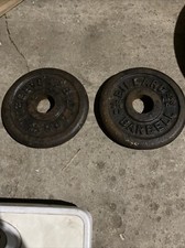 Pair Vintage Billard Barbell 2.5lb Standard Weight Plate Cast Iron Made in USA