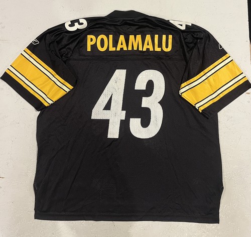 Maglia Vintage Pittsburgh Steelers Uomo XL Troy Polamalu #43 Calcio NFL Reebok - Foto 9 di 11