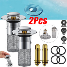 2 Pack Bathroom Sink Pop Up Stopper with Hair Catcher Drain Strainer Filter - US