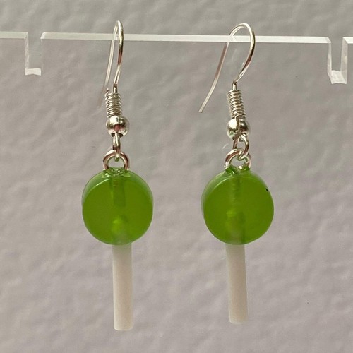 Small green Heart Lollipop earrings, lots of lengths , Lolly kitsch - Picture 2 of 64