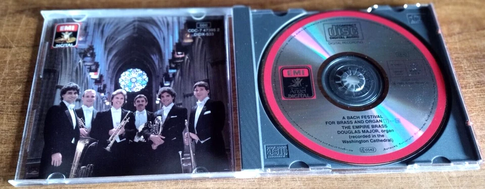 The Empire Brass Quintet + Douglas Major [organ] - A Bach Festival - CD - 1986 Foto 3 de 3