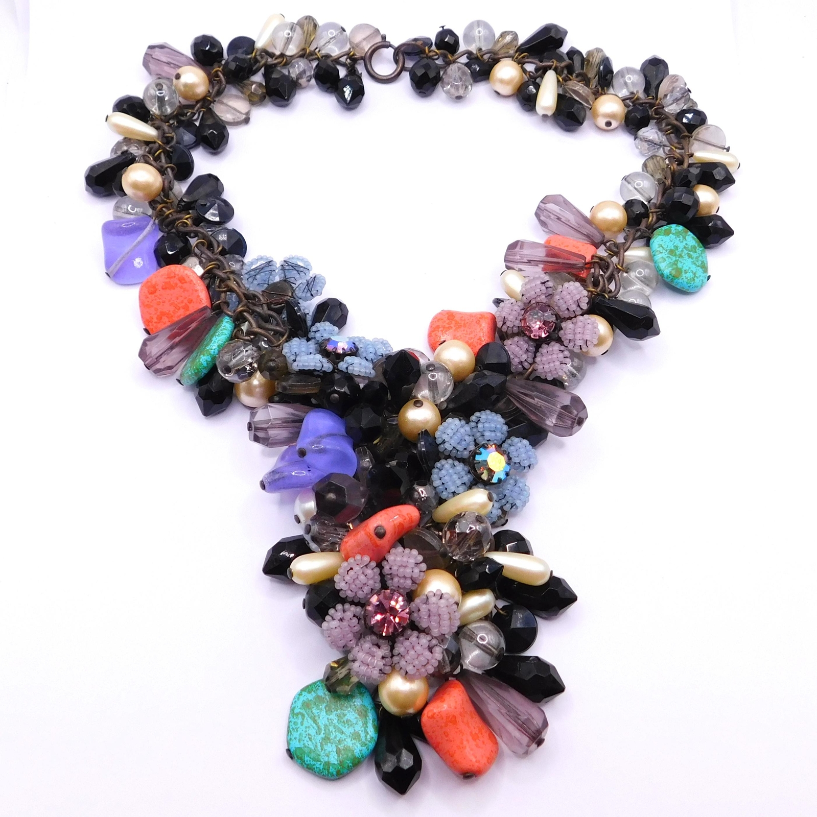 DRAMATIC COSTUME STATEMENT NECKLACE WITH FAUX TUR… - image 4
