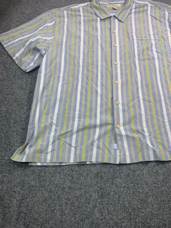 Tommy Bahama Shirt Mens 2XL Blue Striped Short Sleeve Button Up - Image 2 of 4