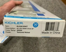 KICHLER 30" Undercabinet Light 8U30K30NIT 3000K Textured Nickel Housing - NEW