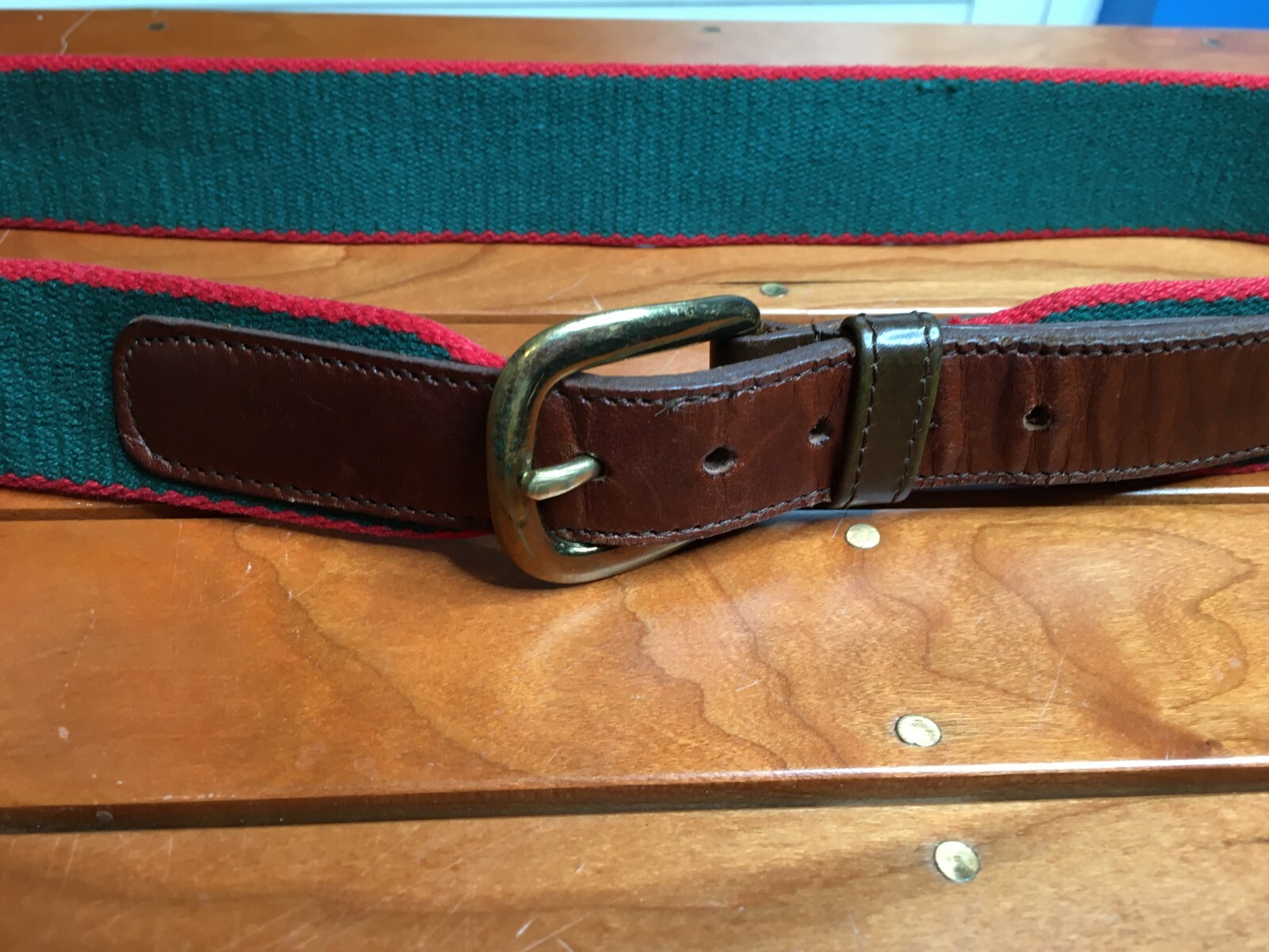 Dooney & Bourke Men's Green Woven and Leather Belt, S… Gem