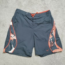 Nike Men  s Quick-Dry Gray  Orange Board Shorts   Swim Trunks, XL