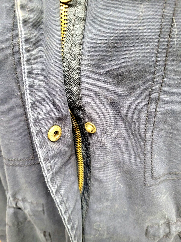 Jaqueta Old Navy (M) Azul Marinho Zíper Completo Cintura Amarrar Bolsos Manga Longa - Imagem 2 de 4