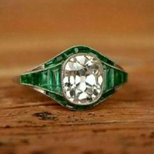 Art Deco 3.95 Ct White Cushion Cut CZ Vintage Wedding Ring 925 Sterling Silver