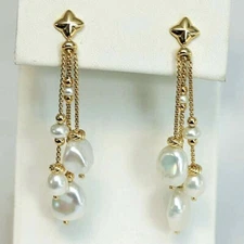DAVID YURMAN NEW Pearls 18K Yellow Gold Bijoux Bead Link Drop Earrings