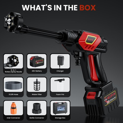 #ad NEXPOW 48V Cordless Pressure Washer 1000 PSI 2.4 GPM 50Min 6 in 1 Nozzle $79.99