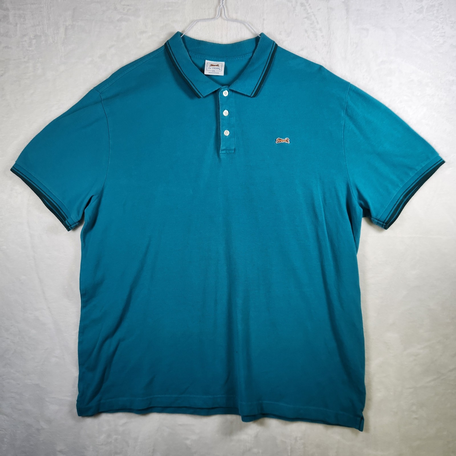 Vintage Le Tigre Short Sleeve Polo Shirt Blue Size 2XL