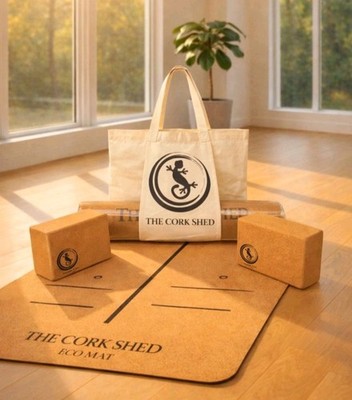 NATURKORK ÖKO YOGA SET MIT MATTENBLÖCKEN UND TRAGETASCHE RUTSCHFEST PREMIUM QUALITÄT