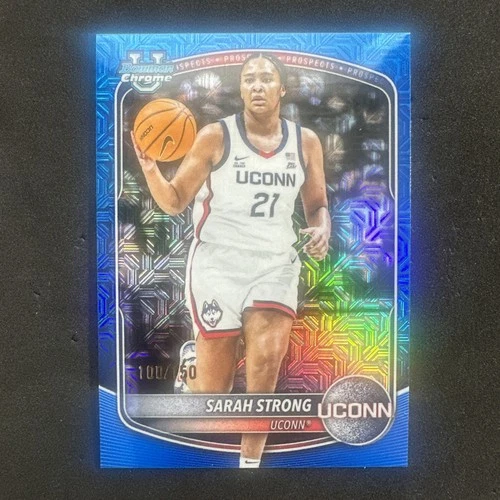 2025-26 Bowman Sarah Strong Chrome Prospects Blue MOJO Refractor #/150 Huskies