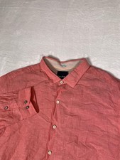 Tommy Bahama Shirt Mens XL Red Solid Long Sleeve Linen Blend Button Front
