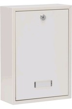 Burg-Wachter German Made Rear Access Post Box - White - Galvanized Steel 