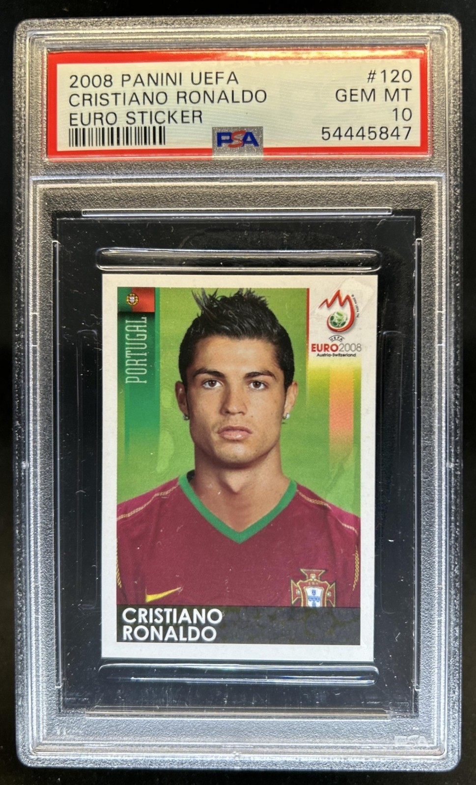 2008 Panini UEFA Euro Stickers Cristiano Ronaldo #120 Portugal PSA 10 GEM MINT