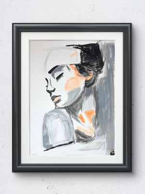 Fashion girl expressionist modern wall art painting 14X11 Gallery Paper acrylic