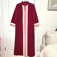 Vintage Vanity Fair Lounge Dress Robe Burgundy 70s Hostess Gown Deadstock NWT