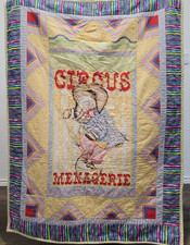 Circus Menagerie Quilted Baby Blanket Quilt-Throw-Wall Hanging - 46"x33.75"