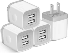 X-EDITION USB Wall Charger, 4-Pack 2.1A Dual Port USB Cube Power Adapter Charger